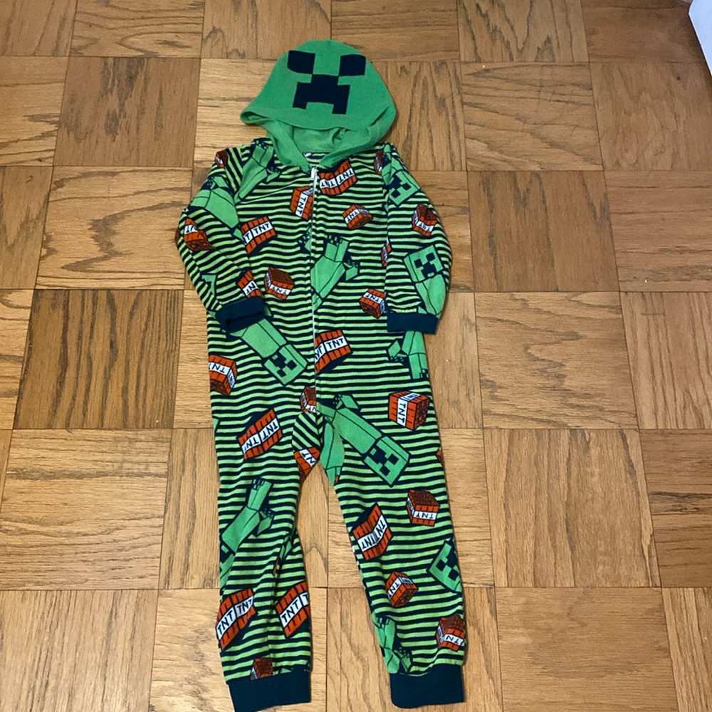 Kids fleece mine craft onesie pajama